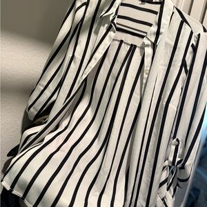 Black and White Striped Women's Top